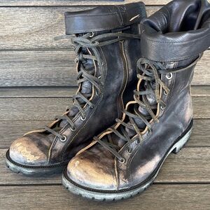 Bed Stu Distressed Leather Combat Boots Womens 9